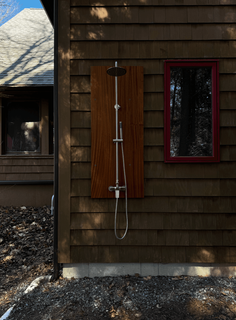 Outdoor shower fixture installation by RJC Plumbing