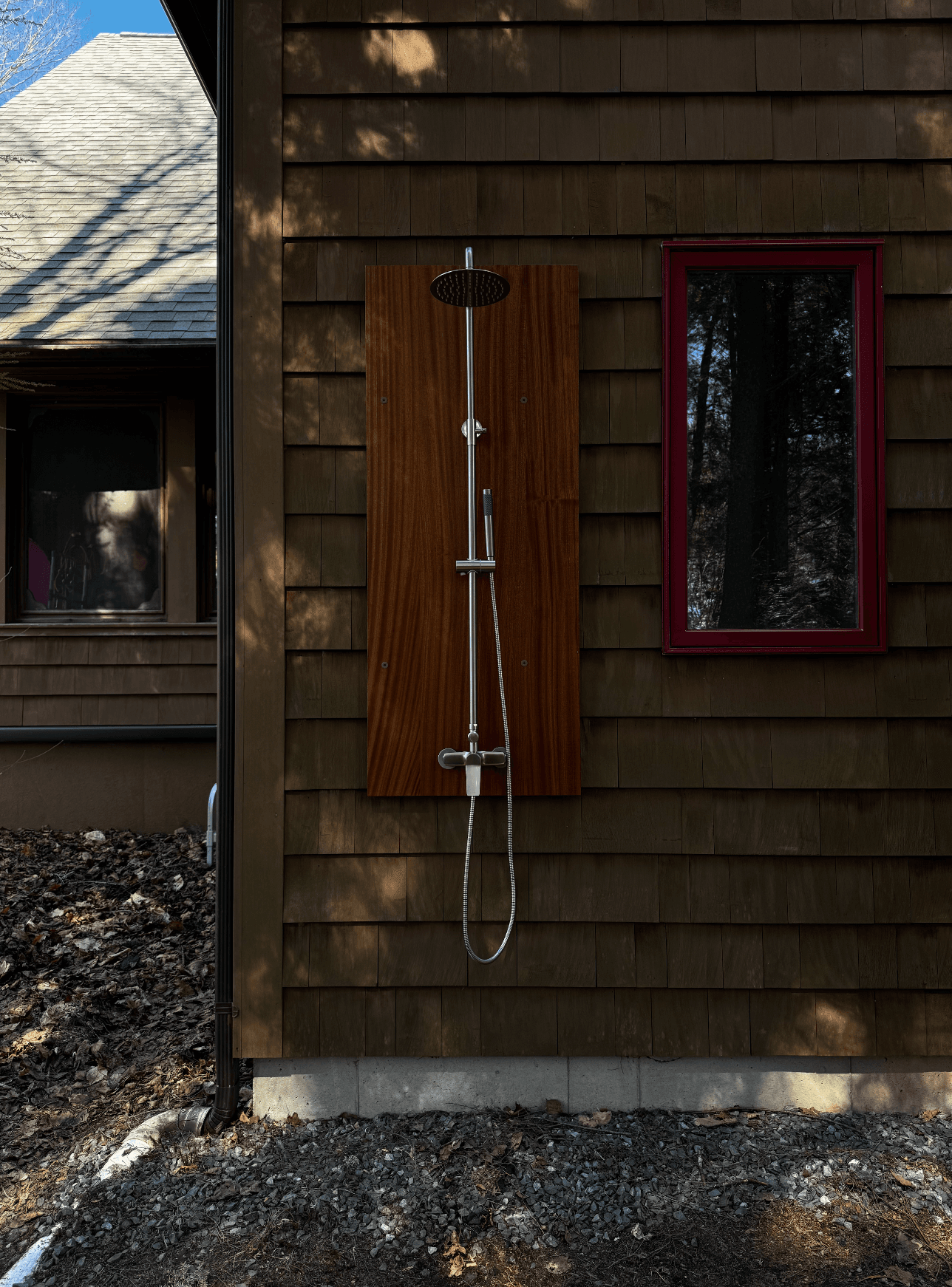 Outdoor shower fixture installation by RJC Plumbing